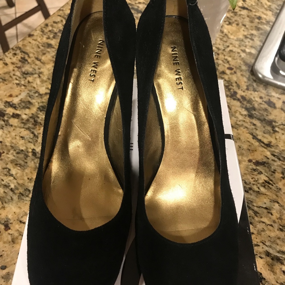 Black suede platforms 4”, size 20 closed in heels